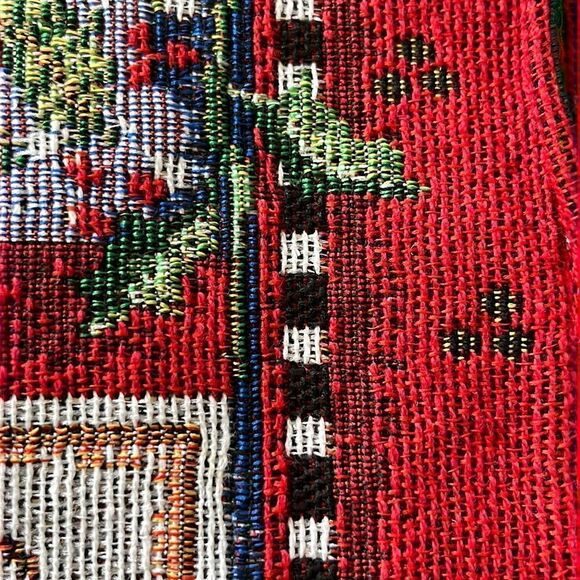 Vintage Set (2) Tapestry Rectangle Christmas Kitty Klaus Cotton Blend Placemats - Picture 10 of 16